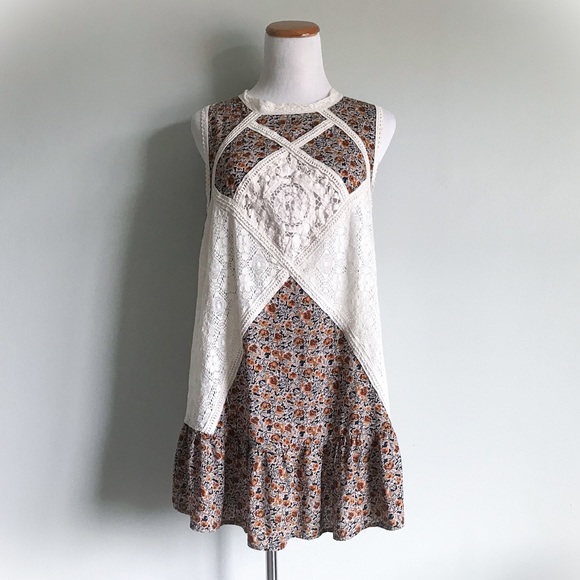 Boho Lace Crochet Floral Tunic Dress Mini Short - Picture 8 of 8
